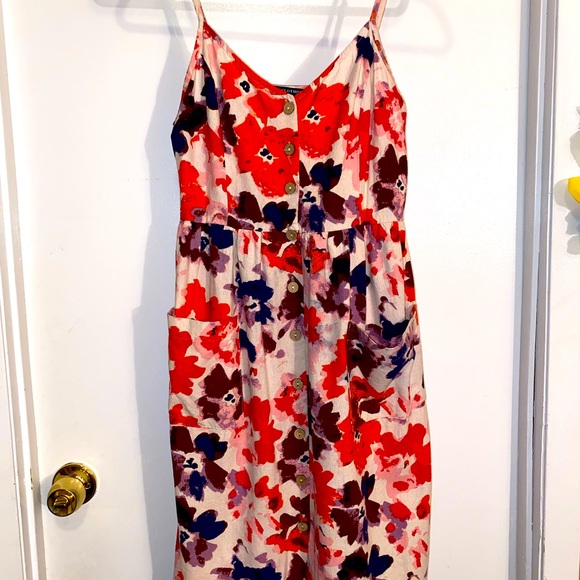 Floral Spaghetti Strap Dress W/ Front Pockets - Picture 2 of 5
